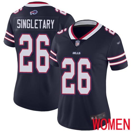 Women Buffalo Bills #26 Devin Singletary Limited Navy Blue Inverted Legend NFL Jersey->women nfl jersey->Women Jersey